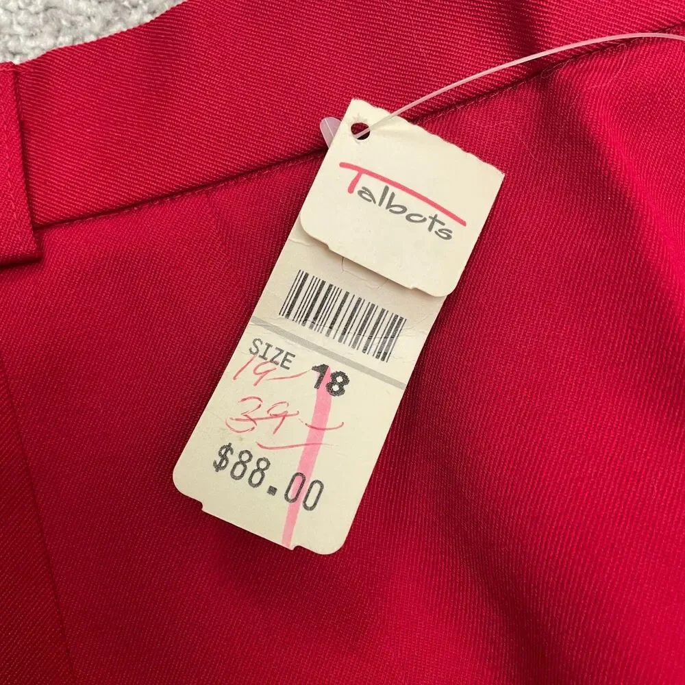 Talbots Vintage Y2K 90's Wool Pencil Straight Skirt Womens 18 Red Lined NWT New